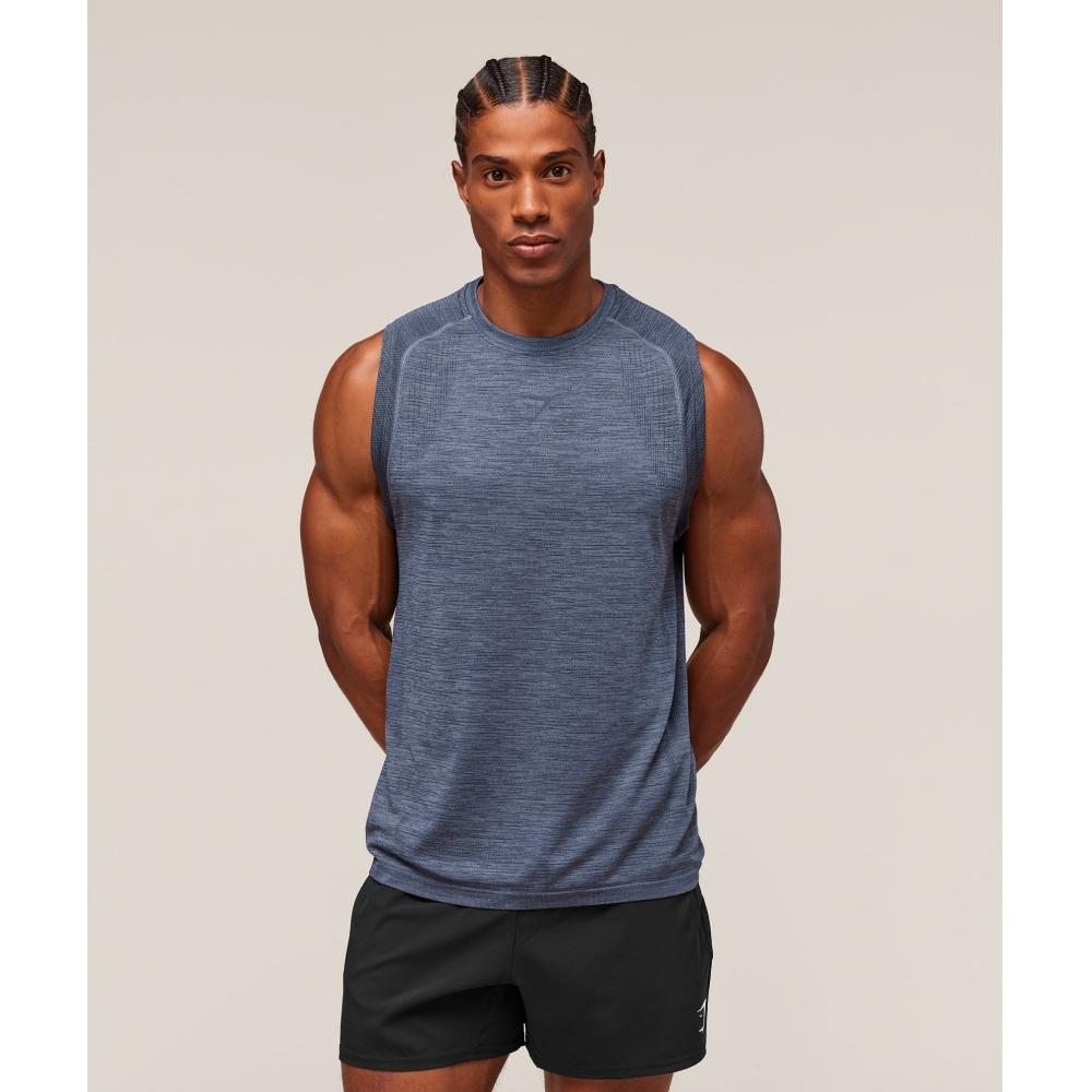 Gymshark Versatile Seamless Tank Iron Blue Navy A3b2v Uc8n