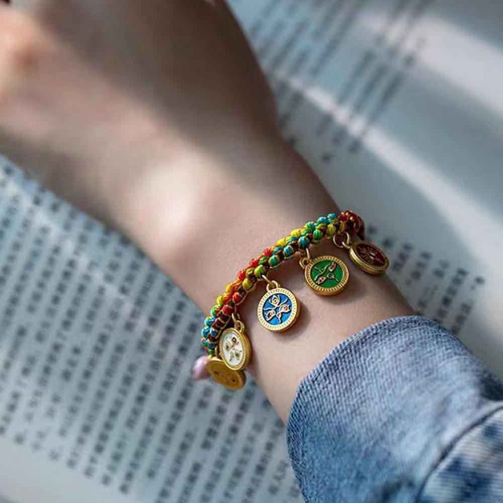 Adjustable Ethnic Style Bracelet Retro Chinese Style Bracelet Ancient Style Woven Hand Rope  Couple