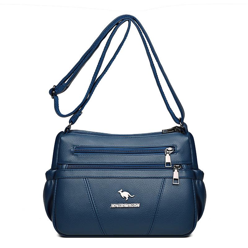 Borsa da donna in morbida pelle, grande capacità, borsa per mamma di mezza età, borsa a tracolla multistrato, borsa per cellulare, piccola borsa quadrata