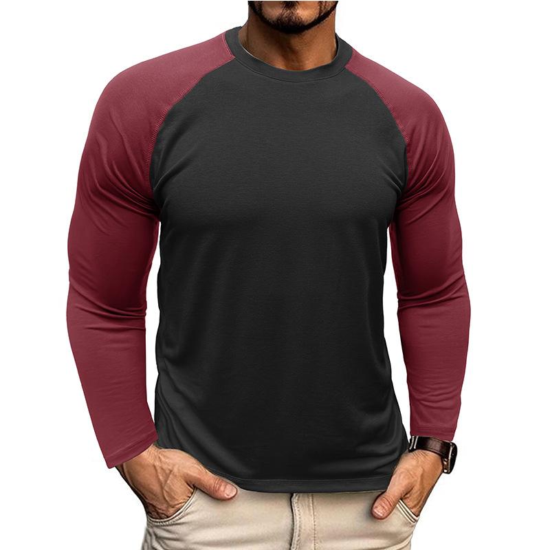 

New Long-sleeved Round Neck T-shirt Loose Large-size Base Shirt for Men Casual Ragdoll Sleeve Top XXL чорний