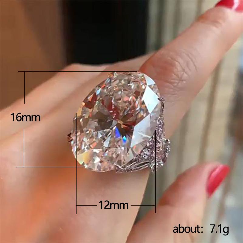 Elegant Oversized Oval Zircon Butterfly Women's Ring