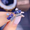 Exquisite Tanzanite Crown Earrings for Women Elegant Blue Sapphire Stud Earrings Luxury Jewelry