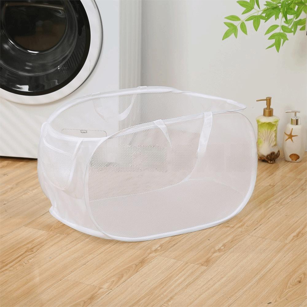 

Portable Mesh Fabric Storage Basket 6 Colors Foldable Dirty Clothes Basket Foldable Basket Bathroom белый