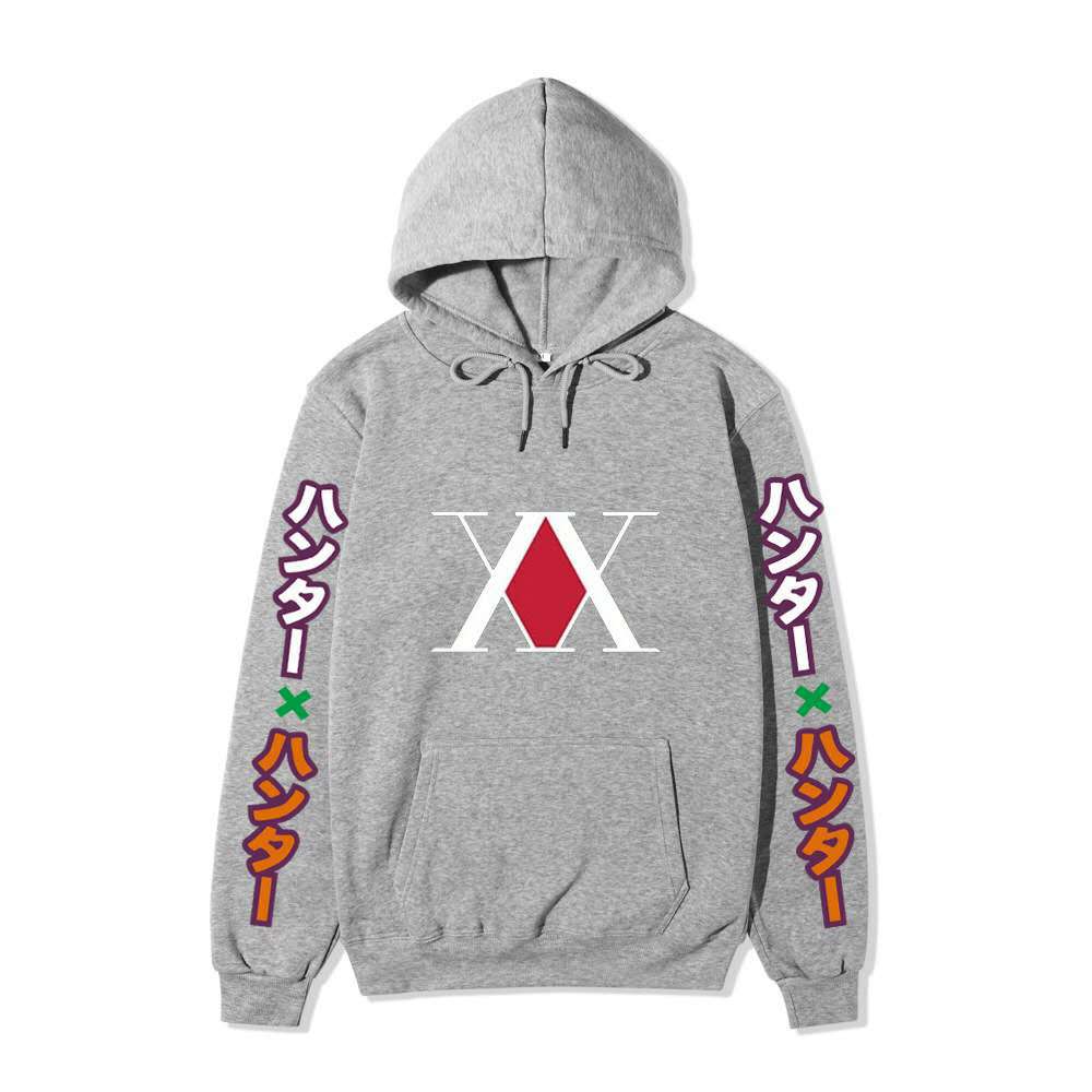 Hunter X Hunter XX Logo Hoodie Color Japanese Vertical Sleeve Print Black Anime Pullover Sweatshirt