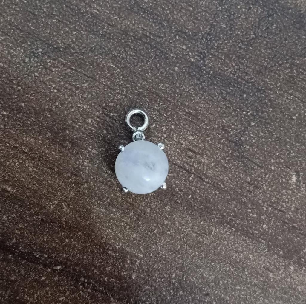 White Rainbow Moonstone Pendant, 925 Sterling Sliver Charm Gemstone Pendant