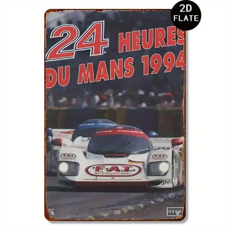 Racing Car Retro Style Metal Decorative Painting for Garage Room Decor