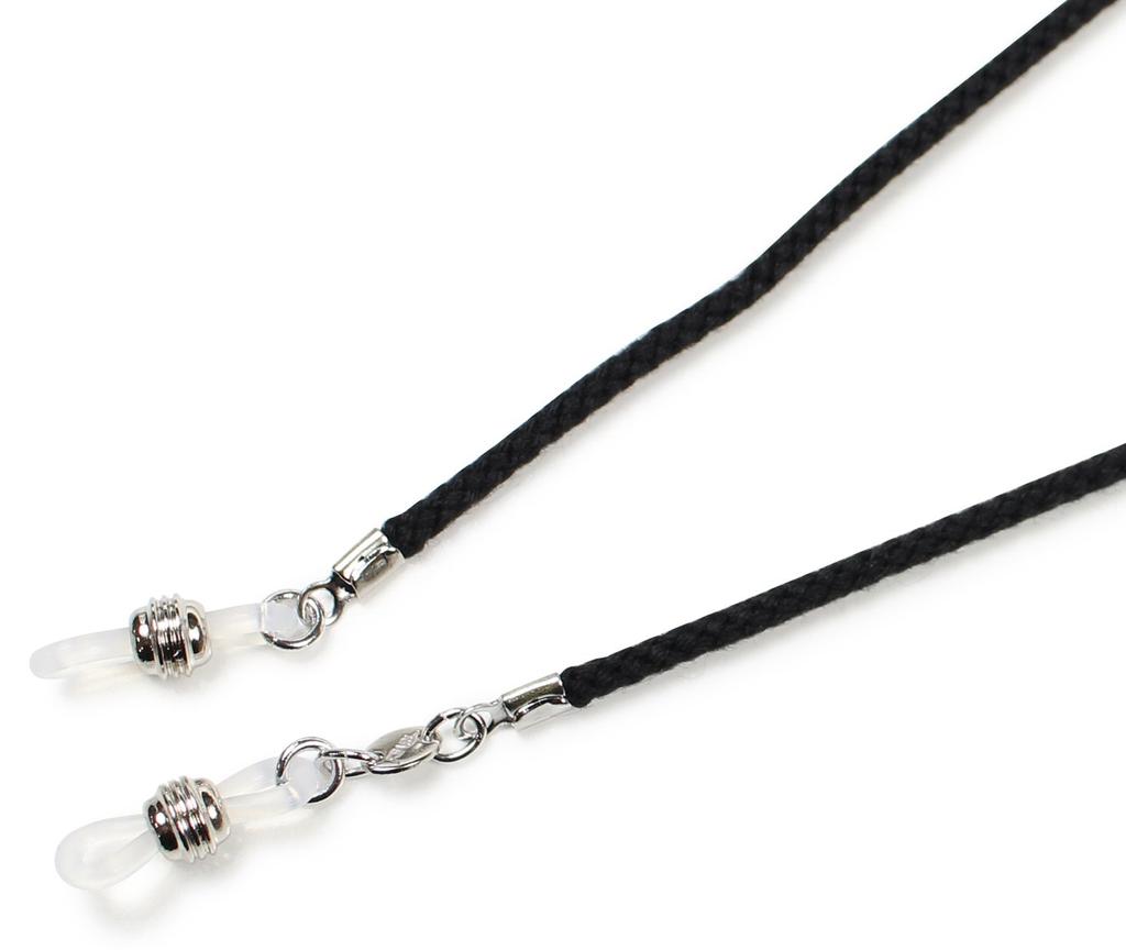Pearl Glasses Made In Black Cord, Edo-style, Thin, Japan, 70cm, FE-4