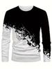 Fashionable and casual 3D digital printed men's street style round neck long sleeved T-shirt