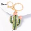 Cactus Keychain Bling Rhinestone Keychain, Pink Flower Keys Accessory Keyring Pendant, Handbags Backpacks Purse Charm Schoolbag Ornament