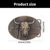 Vintage Engraved Cow Head Buckle for Jeans Pants Waistbelt Metal Clasp Buckle for Teens Boy Men Western Oval Belt Buckle