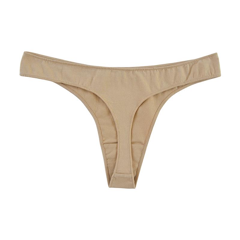 Color Sólido Europeo y Americano Sexy Tanga Bikini Ropa Interior Deportiva, Talla Grande, Algodón Puro, Una Pieza