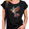 Women's Shirt with Bird Motif - Vintage Print T-shirt for Women Summer Top Short Sleeve Tops with Print Women's Top Cotton Large Sizes