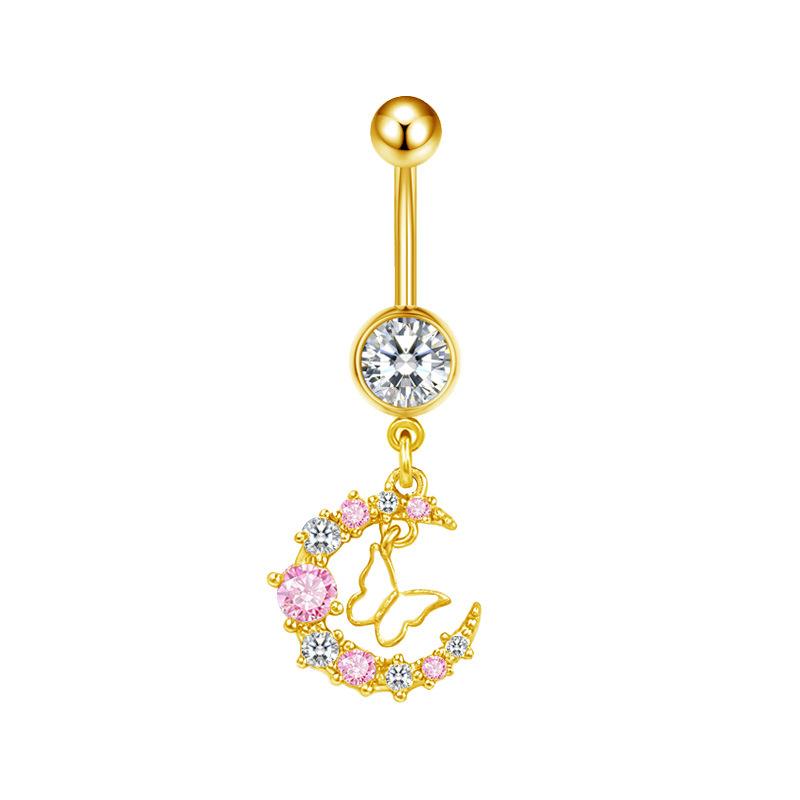 Schicker Schmetterling Herz Bauchnabelpiercing Pink Damen Nabel für Geburtstag und Feier