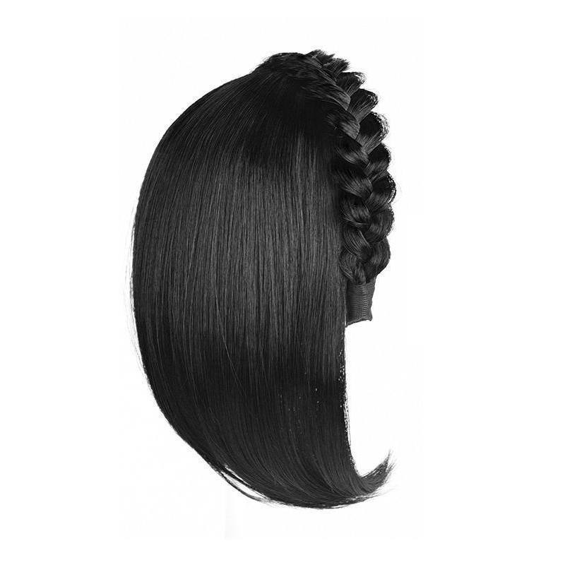 

Парик для женщин, короткие волосы, повязка на голову с париком, рыбья кость с париком, интегрированная накладка для волос, аксессуары для волос 40cm