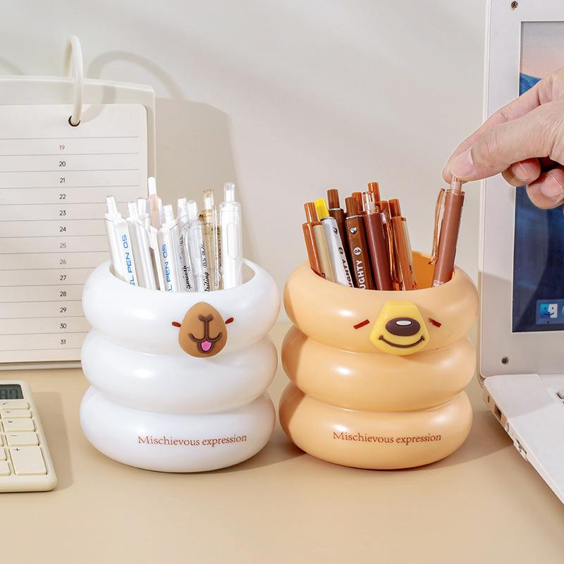 Cute Cartoon Capybara Pencil Container Office Desk Pen Container Desktop Organizer Stationery Organizer Creative Pencil Bucket