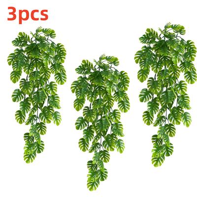 Artificial Tropical Palm Leaves Fake Hanging Monstera Leaves Ivy Vine Outdoor Hanging Plants UV Resistant Jungle Leaf Home Decor