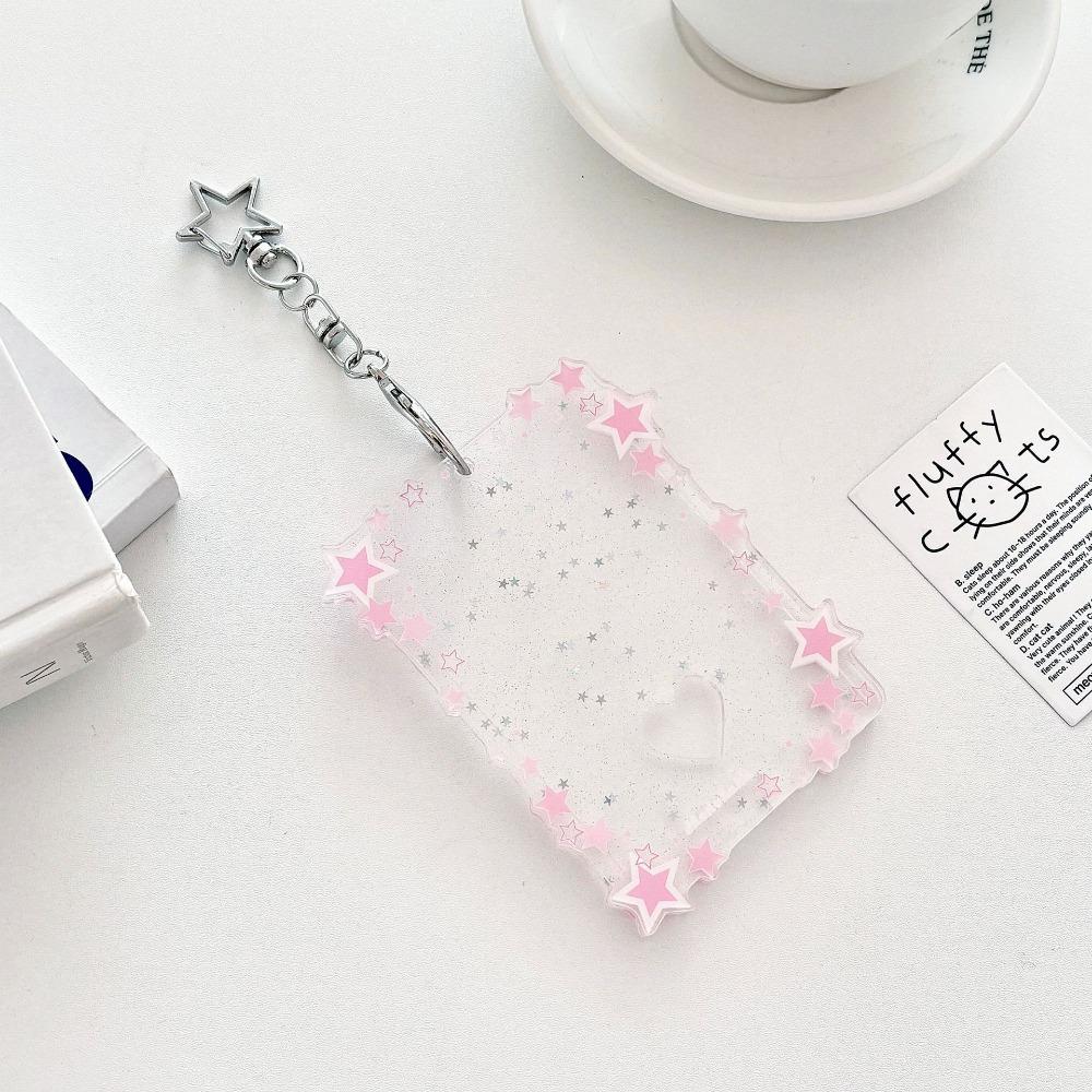 

Creative 3 inch Photocard Holder Sparkling Stars Mini Idol Photo Holder Gift Acrylic Bag Pendant