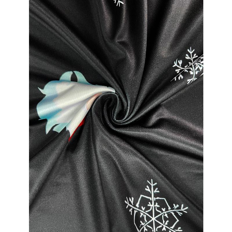 Holiday oriented Christmas Santa Claus and snowflake element plus size women's round neck long sleeved dress