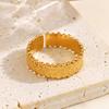 Stainless Steel Wide Face Opening Rings for Women Men Classic French Style Retro Texture Rings Banquet Charm Jewelry Accessories