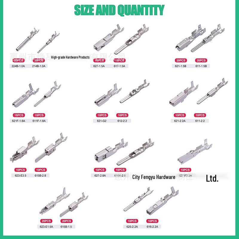 290-Piece Car Connector Kit: 1-3.5mm Male & Female Pin Accessories for Wire Harness Terminals