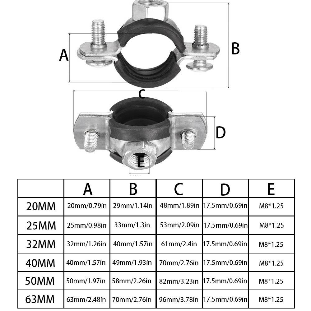 2pcs M8 Mounting Screws Adjustable Pipe Support Clamp Galvanized Iron PPR Iron Pipe Clamp  PVC
