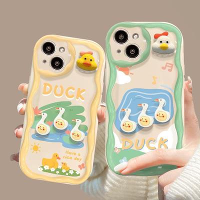 Applicable To Apple 14pro Mobile Phone Case IPhone 15/13 Silicone Soft Shell 12mini Three-dimensional Duck Chicken Doll