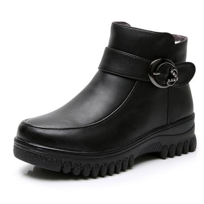 High Quality Genuine Leather Women's Ankle Boots Women Snow Boots Wedge Flat Warm Fur Casual Shoes Female Winter Shoes Big Size