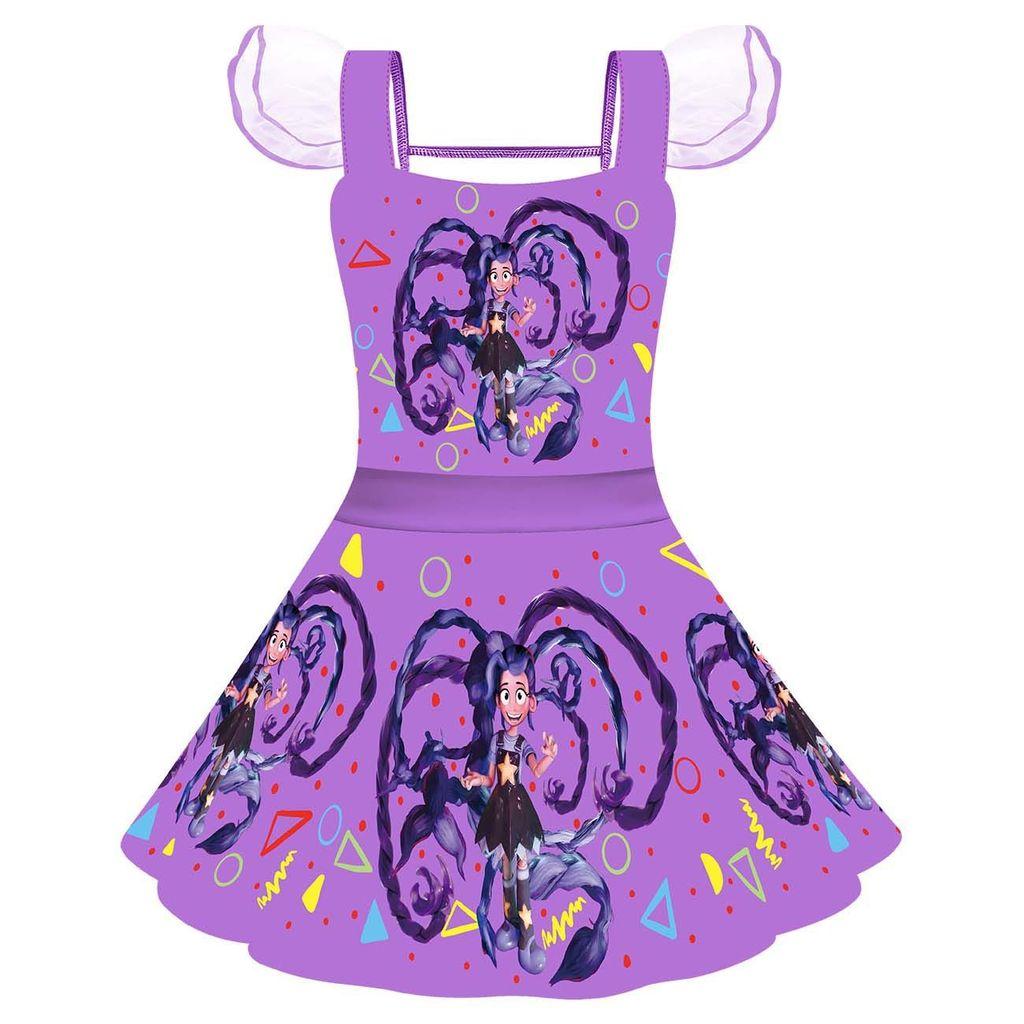 83124 Kids Girls Lily Lovebraids Print Mesh Princess Dress 100cm фиолетовый