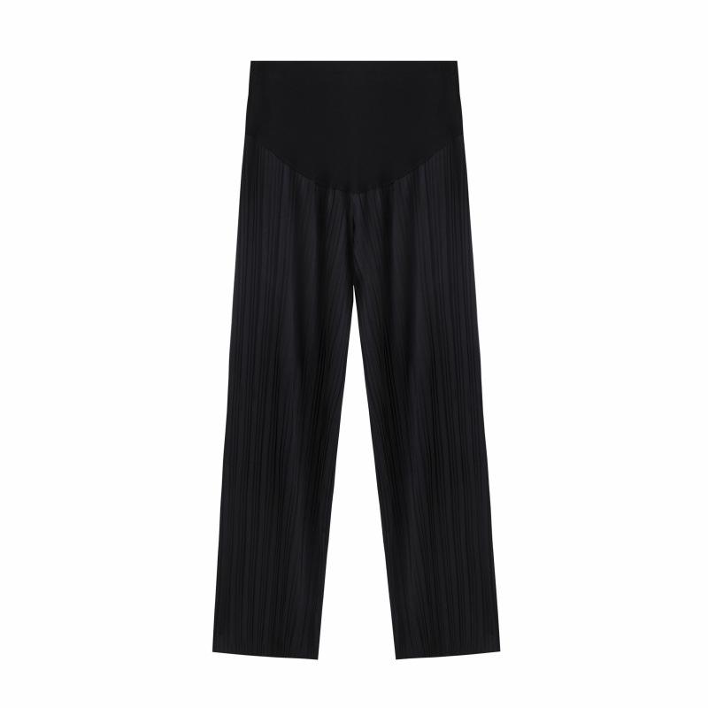 

Maternity High Waist Pleated Wide Leg Pants - Summer Thin, Floor-Length, Belly Support M