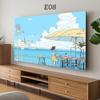 1PC Scenery Printing Fabric Cloth TV Hood Dust Proof Cover Household LCD Dust Cover Universal Television Decorative Cover Decor