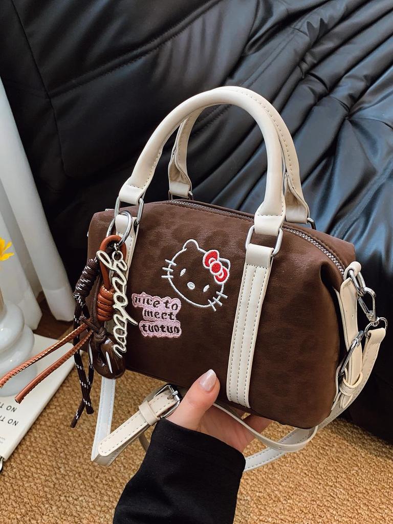 2025 Women's Cross-border Leather Boston Bag: Fashionable Cartoon Handbag & Single Shoulder Crossbody Bag