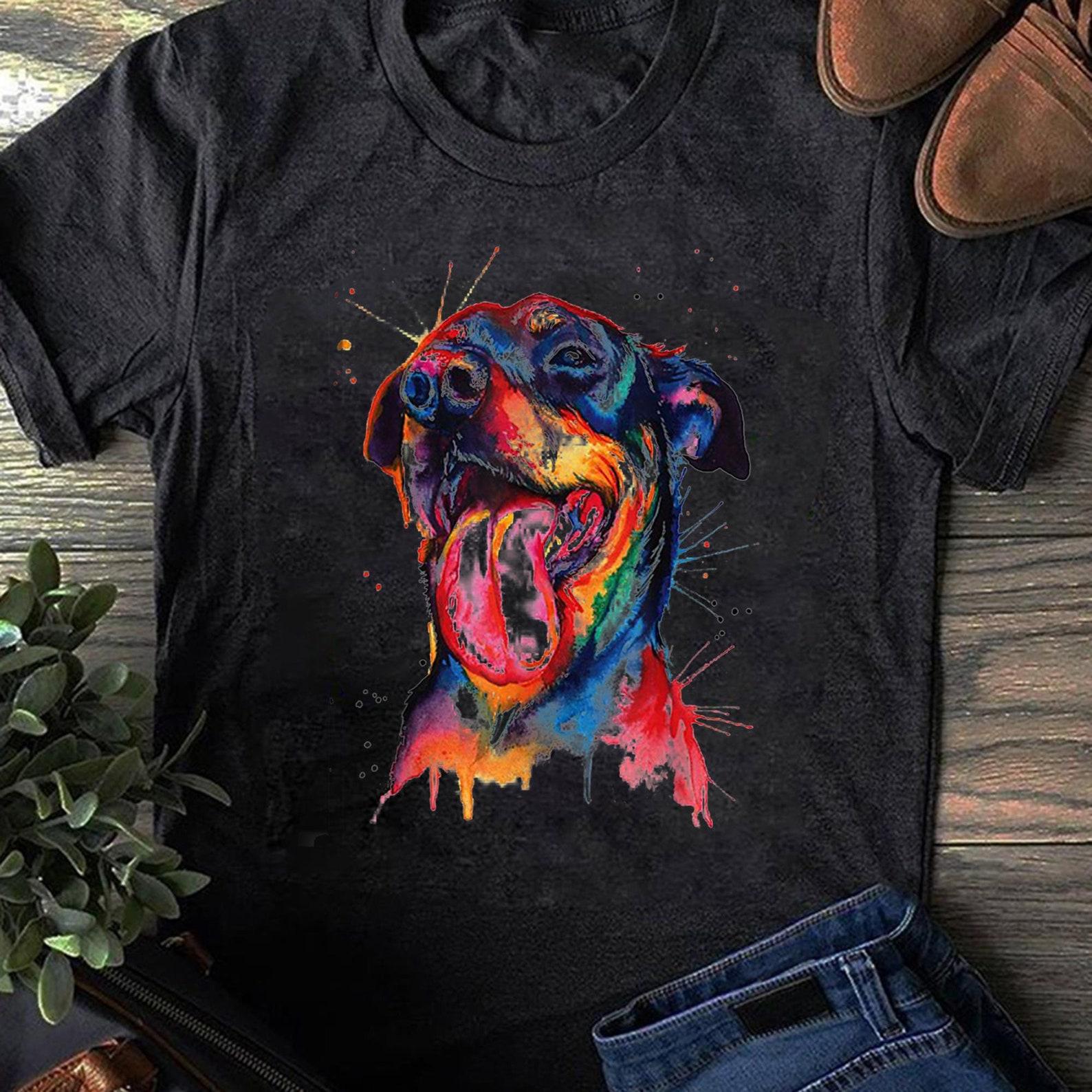 Colorful Rottweiler T-Shirt: Funny Dog Lover Gift M