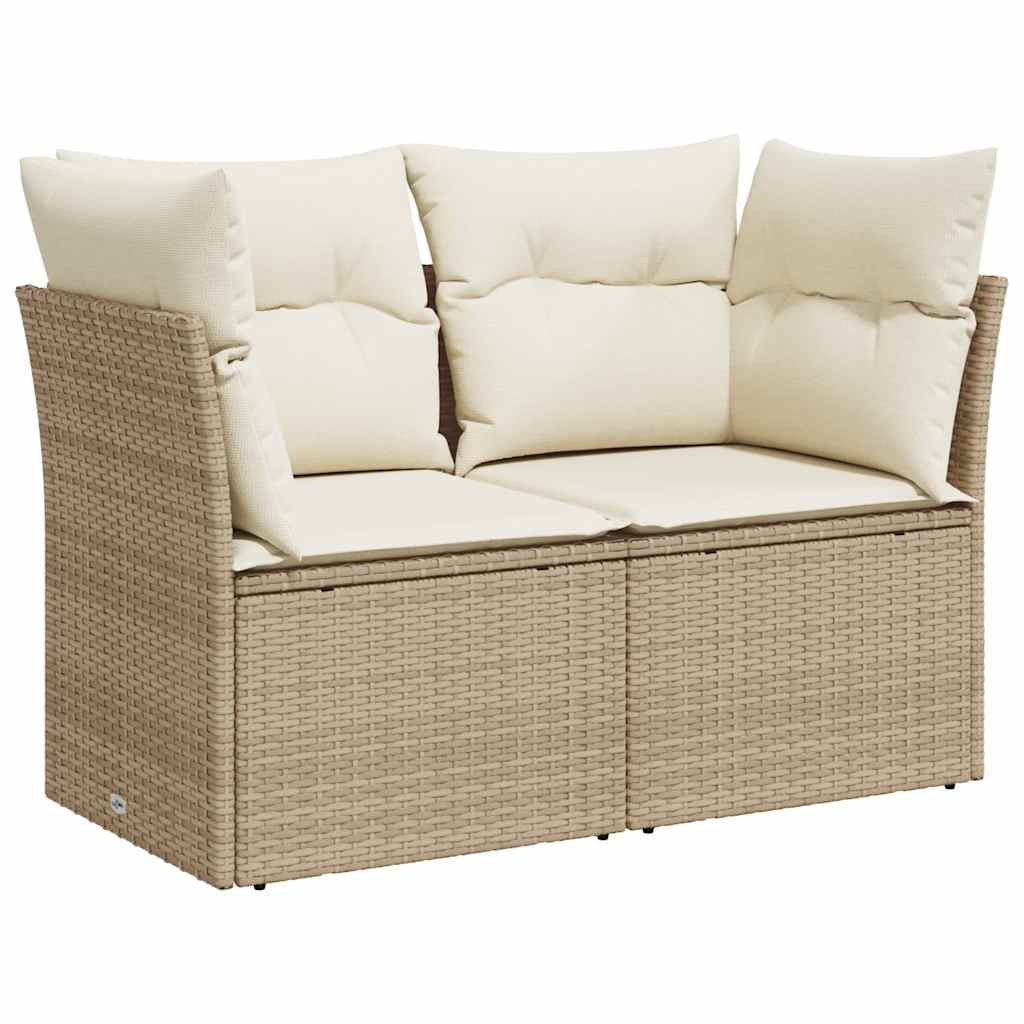 Vidaxl Garden Sofa With Cushions, 2-Seater, Beige, Poly Rattan