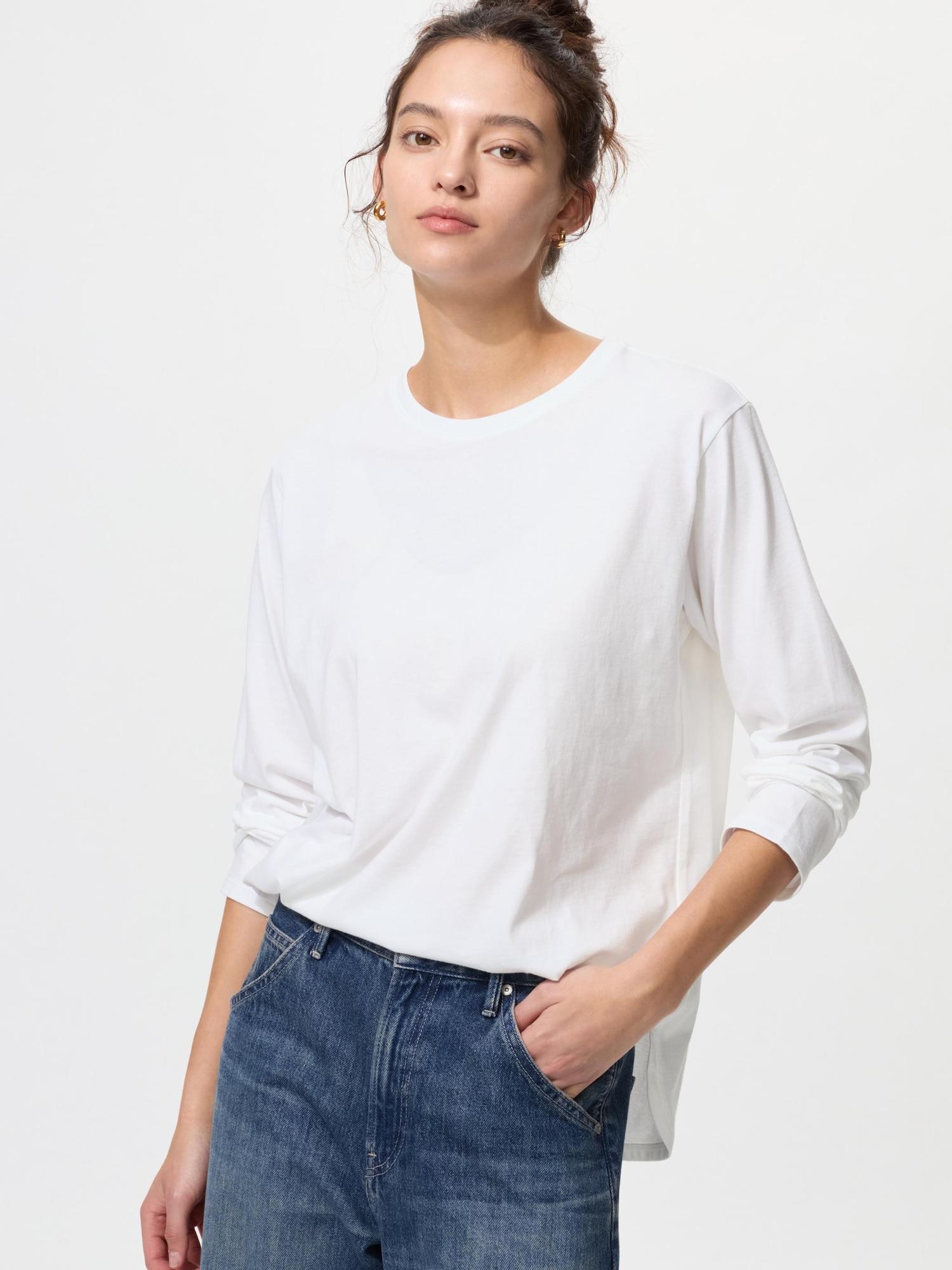 

Uniqlo SofT CoTTon Футболка с круглым низом и длинным рукавом 00 WHITE/M