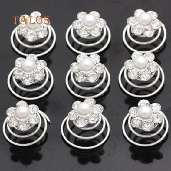 12x Wedding Bridal Hair Pins Crystal Stone Twists Coil Flower Swirl Spiral Hairpins Hairs Trinket