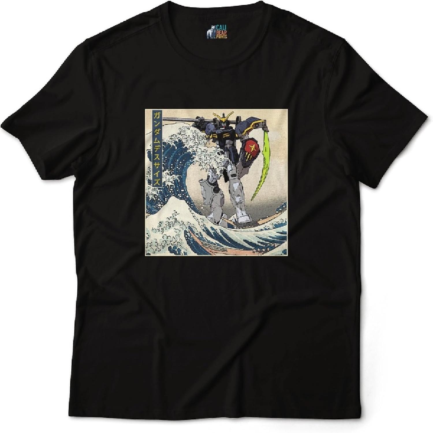 

Calibear Prints Gundam Deathscythe in The Great Wave Off Kanagawa 100% Cotton T-Shirt XXXXXL різнокольоровий