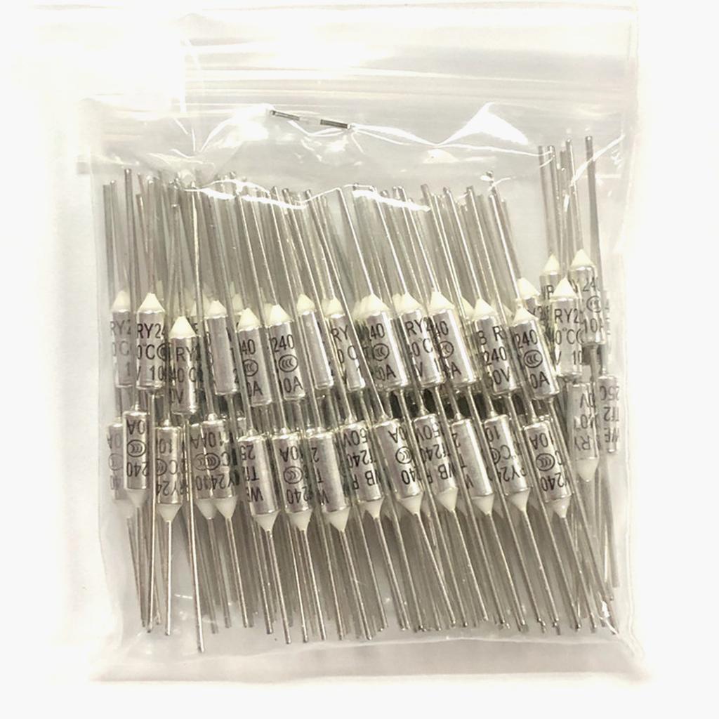 Pack of 10 Metal Thermal Cutoffs Thermal Fuse for Motor Transformer Electric Industrial Metal Shell Thermal Fuse Cutoff