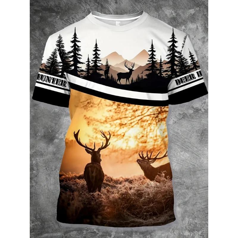 Duck Hunting Dog T-shirts 3D Print Deer Hunter Men's Streetwear Fashion Short Sleeve O-Neck T Shirt Oversized Tops Tees Clothing