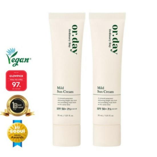 Elishacoy All Day Mild Sunscreen SPF50+ PA++++ Tone-Up Mineral UV Protection Gentle Care 30ml x2