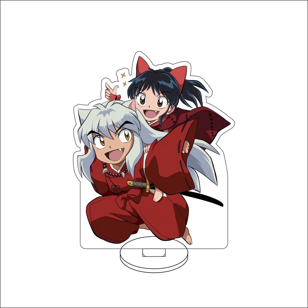 10CM Anime Inuyasha Figure Stand Model Inuyasha/Higurashi Kagome/Miroku/KiraraSesshoumar Cute Desk Decor Standing Sign Gifts