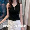 Ice Silk Small Suspender Sleeveless Vest for Women's Summer Outer Wear with Loose Korean Version Short V-neck Knitted Bottoming Shirt Top