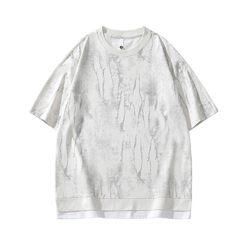 Kunhai Pengyun Men's Trendy Fake Two-Piece Summer T-Shirt with Personality Print