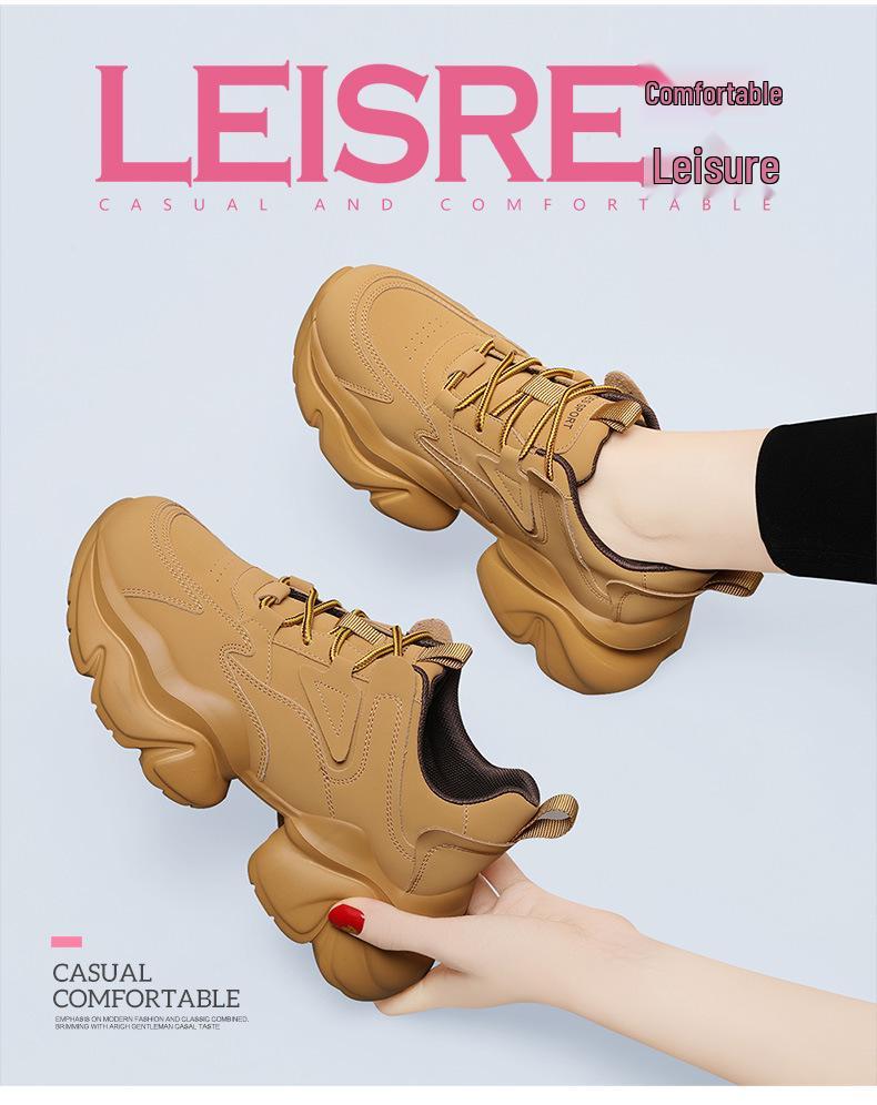 Damen Schwarze Dad Shoes, Herbst/Winter 2025, Dicke Sohle, Modische Höhenverstärkung mit Plus-Samt, Kleine Füße Lässige Sneaker.