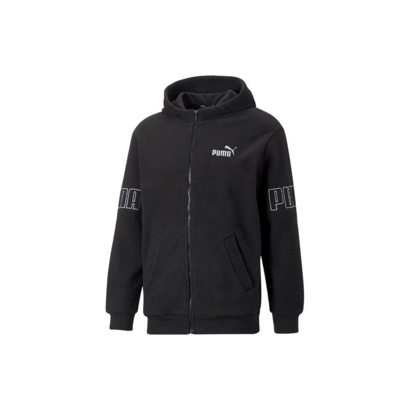 Puma Logo Print Hooded Full Zip Long Sleeve Sweatshirt Men Sweatshirt Black 672447-01