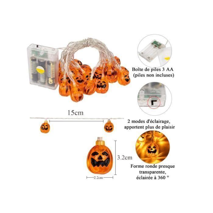 Guirlande lumineuse - AIMOONSA - Guirlande Lumineuse Citrouille - 20 LED - 3 m - 2 modes d'éclairage