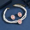 3PC Women's Fashion Imitation Zircon Necklace Earrings Zircon Set Suitable for Wedding, Party, Festival Gifts