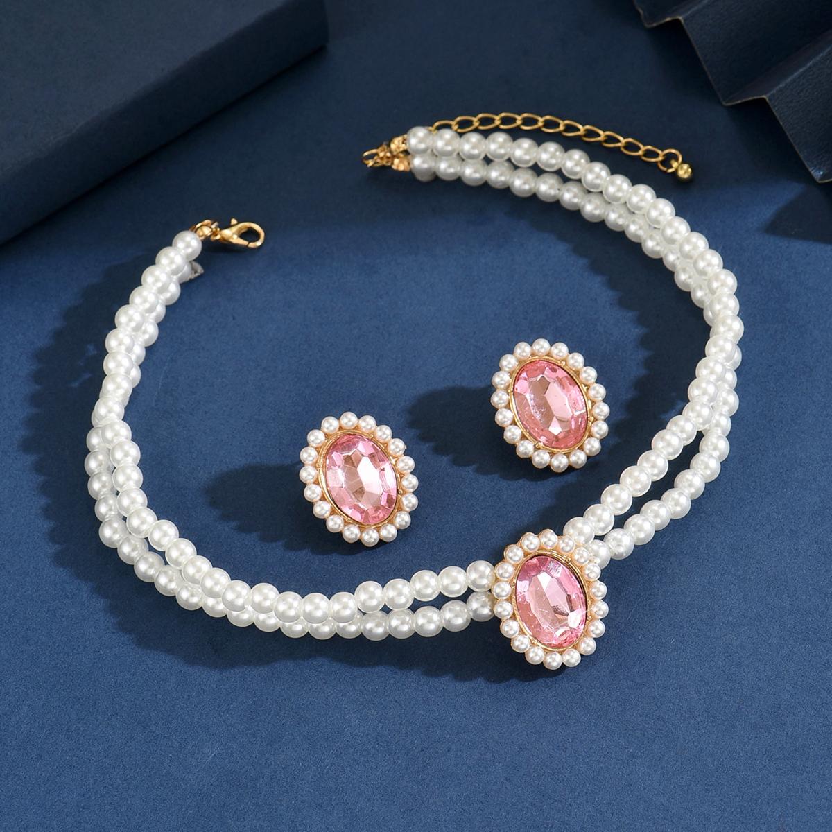 

3PC Women s Fashion Imitation Zircon Necklace Earrings Zircon Set Suitable for Wedding, Party, Festival Gifts