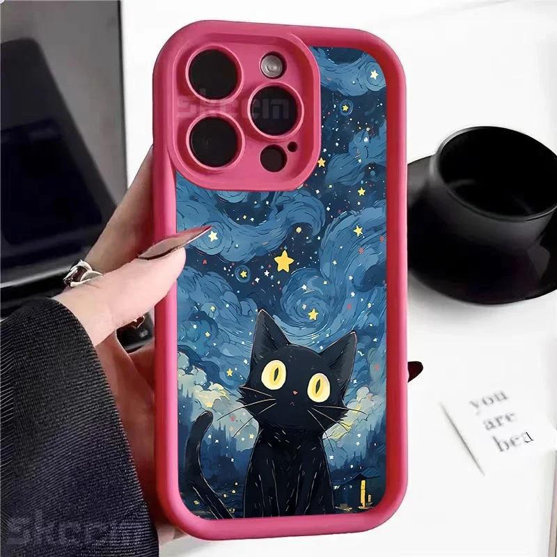Beautiful Star Black Cat Silicone Case IPhone 15 14 13 12 11 Pro Max 7 8 Plus X XR XS Max Shockproof Soft Cover