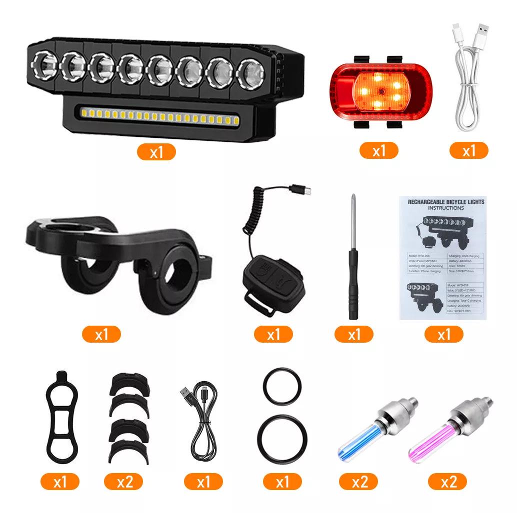 

Яркая 8-светодиодная велосипедная фара с гудком: Вращающийся ABS, Дальний/Ближний свет для ночной езды