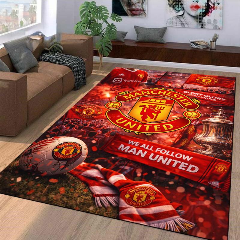 "Manchester United Logo Carpet with Soccer Design for Home Decor" Suitable for use as an anti-slip for living room bedroom sofas